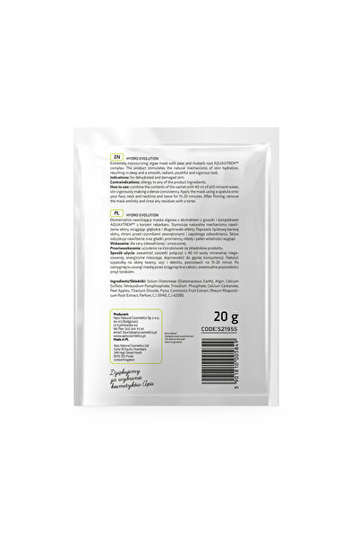 Apis Natural Cosmetics Hydro Evolution intensely hydrating single-dose alginate mask with pear and rhubarb extract, 20 g