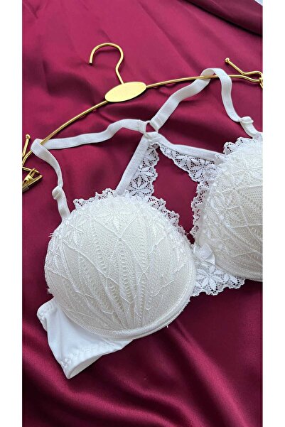 MODELLİFE Γυναικείο σουτιέν με λευκή σιλικόνη με δαντέλα στο πίσω μέρος