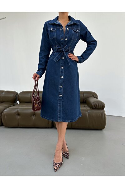 KENE JEANS ЖІНОЧЕ ДОВГЕ КОТКОВЕ ПЛАТТЯ З ҐУЗИКАМИ