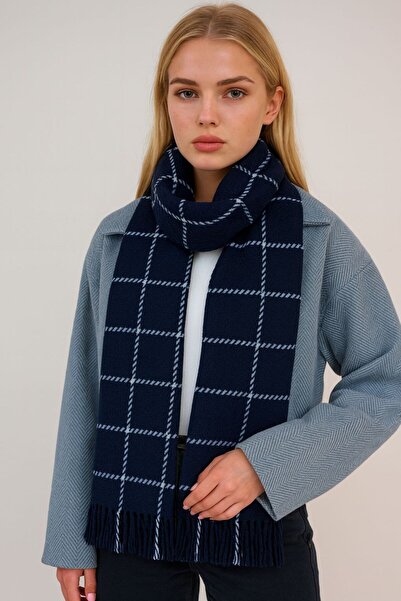 sf collection Γυναικείο χειμερινό κασκόλ με τετράγωνο σχέδιο με απαλή υφή