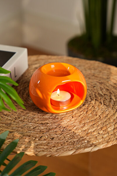 Love Bundles SphereGlow Turuncu Seramik Buhurdanlık – Sunset Orange
