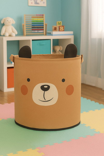 HomyJRs Bear Design Netless Baby Kids Room Organizer Storage Box Toy Dirty Basket 37X40