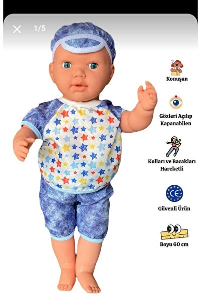 ŞAŞKIN HOUSE Büyük Boy Türkçe Konuşan Kel Şapkalı Et Bebek Oyuncak (60 CM)