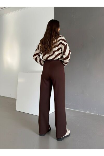 HA-KA GİYİM Women's Palazzo Pleated High Waist Imported Fabric Doubleface High-Quality Product Does Not Shrink or Fade