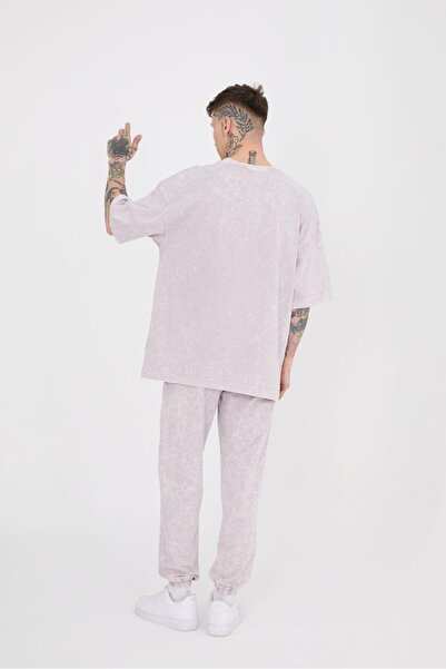 Machinist Men's Washing Luxury Oversized T-Shirt Pearl White-Gray Effect