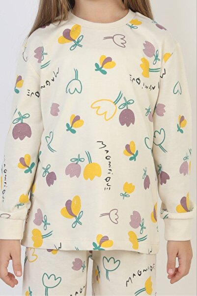 YEDKİDS Girls' Pajama Set 100% Cotton Non-Sweating Fabric