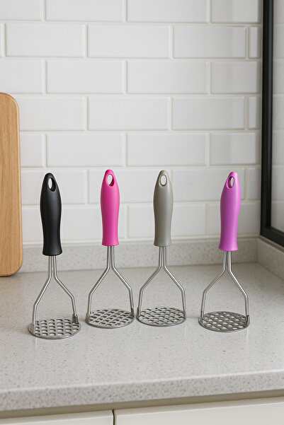 MEYA PİNE Pratik Lüks Paslanmaz Metal Patates Ezici | Patates Ezici Püre Yapıcı Karışık Renk