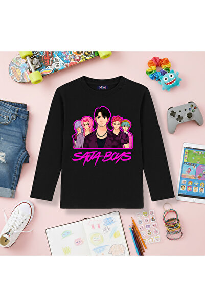 mixxi fashion تي شيرت Kpop Demon Hunters Saja Boys بأكمام طويلة مطبوع للفتيات...