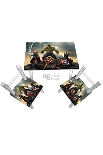 Marcoshop Masă pentru copii cu 2 scaune Avengers