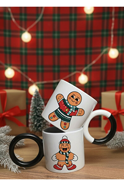 DİLAHOME Yılbaşı Temalı Gingerbread Porselen Kupa – Yeni Yıl Hediye Bardağı