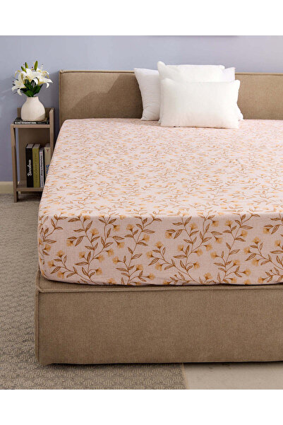 REDTAG Beige Printed Fitted Sheet (Twin Size)