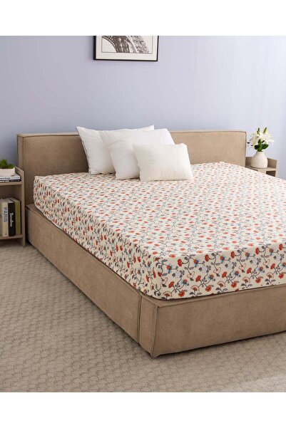 REDTAG Pink Floral Printed Fitted Sheet (Double Size)