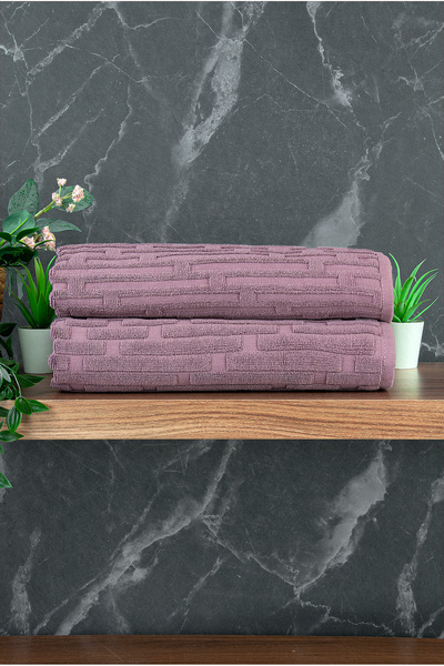 ihvan online 2-комплект рушників для ніг з цегляним візерунком - 50x70 см - Набір водопоглинаючих килимків для ванної кімнати - Бордовий