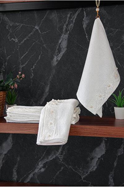 ihvan online 100% бавовняний оксамитовий набір з 6 рушників для обличчя та рук з вишивкою перлами - 30x50 см - 04466 - Beya