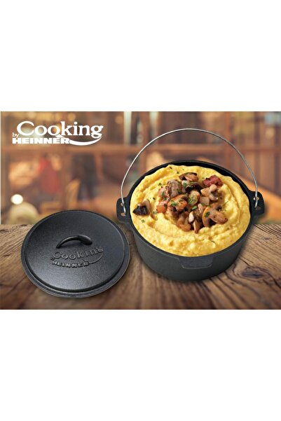 Tessari Oală din fontă cu capac, 25x10cm, Capacitate 3.5L