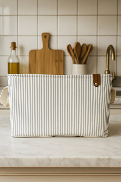 HomyJRs Gray Striped Multi-Purpose Closet Toy Storage Box Basket Organizer 27X37X25