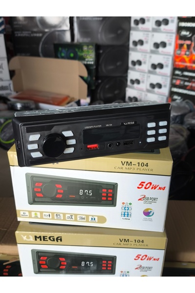 MEGA Bluetooth Usb Aux Oto Teyp 7 Renkli Cift Amfi Cikisli