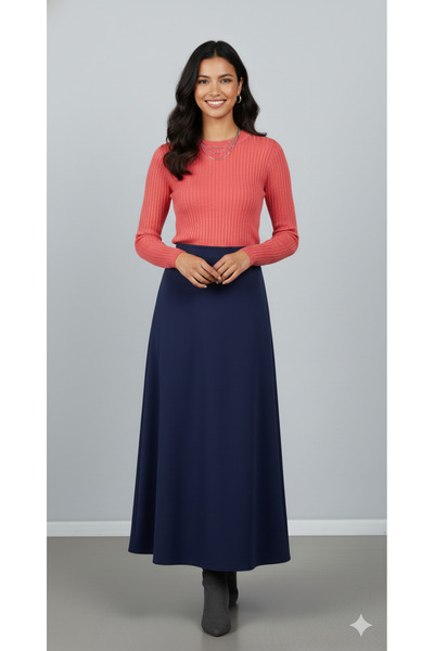 Blue Morpho Fusta Hijab din țesătură Scuba cu fermoar