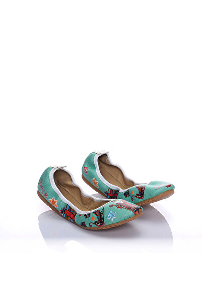 Streetfly Christmas Themed Printed Colorful Foldable Women's Ballerinas