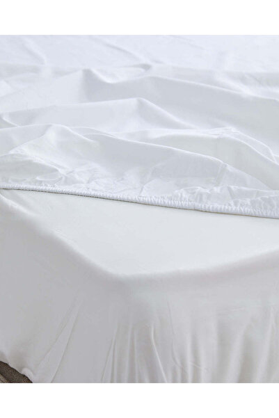 REDTAG White Plain Fitted Sheet (Double Size)