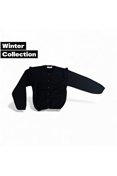 Gocoland Buttoned Cardigan with Small Ruffle Detail on the Shoulder