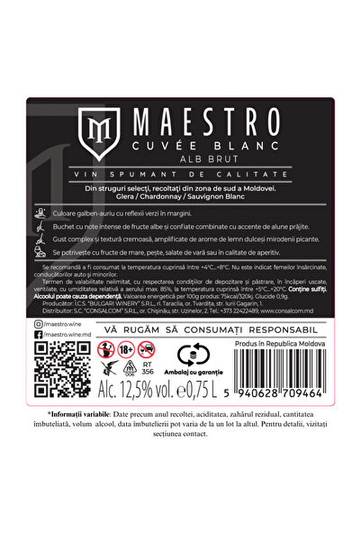 Apriori Set Spumant Maestro Cuvee Blanc + 2 Pahare + Gift Box