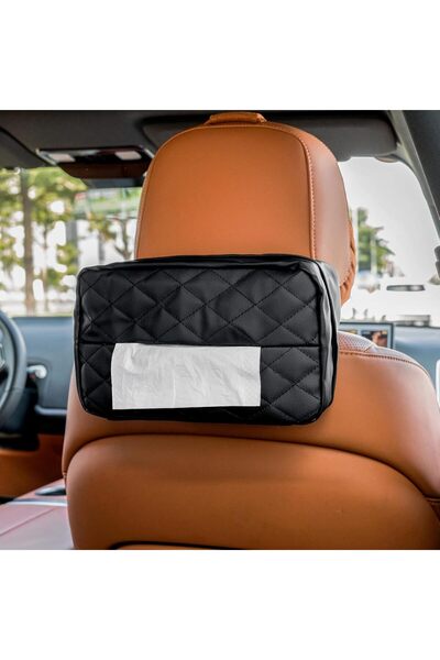 NALACAL حامل مناديل السيارة الجلدي - حافظة مناديل المقعد الخلفي من الجلد الصن...