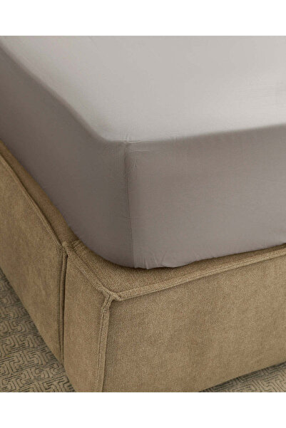 REDTAG Grey Plain Fitted Sheet (Double Size)