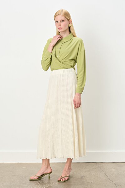 Nihan Beli Lastikli Crash Etek Ekru