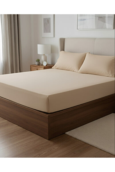 REDTAG Beige Cotton Fitted Sheet (Double Size)