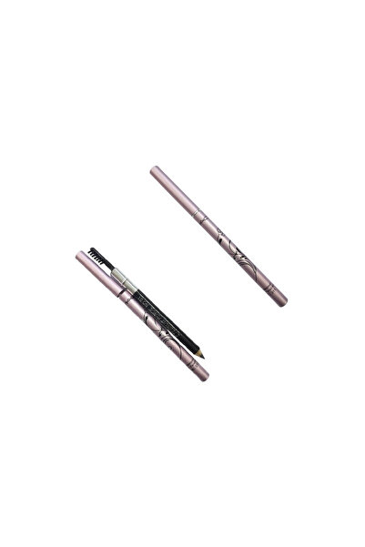 Total Pro Beauty Black Waterproof Eyebrow Pencil with Brush and Lilac Metal Case