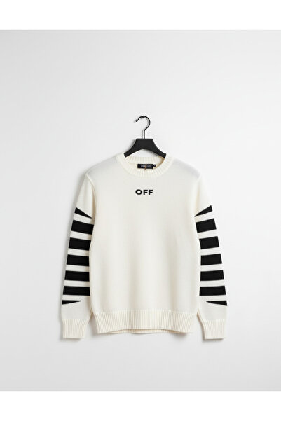 YusGos Men's Half Crew Neck High Quality Sweater with Arrow and Line Detail