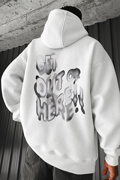 Rivox Unisex White Hooded Oversized Sweatshirt Getouthere Printed