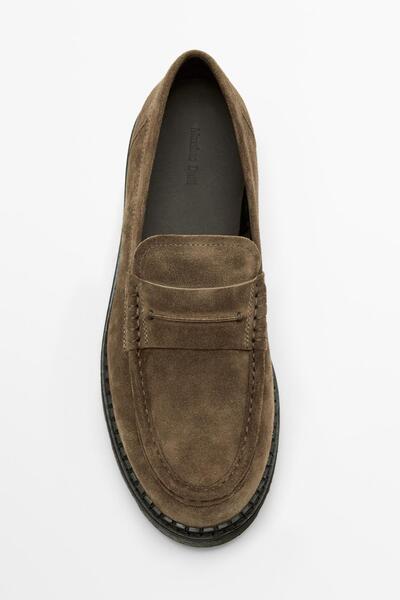 Massimo Dutti Deri maskeli tırtıklı taban mokasen