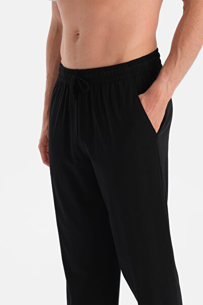 Dagi Black Combed Cotton Modal Double Knitted Trousers
