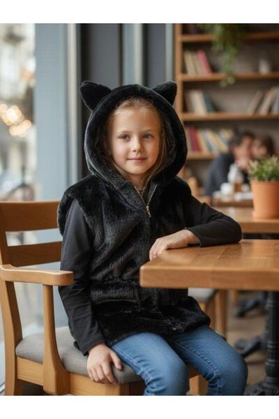 Zekids Girl's Plush Hooded Eared Vest