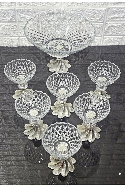 atabey home 11-Piece Dowery Set with Cast Iron Stand Presentation Set & Fruit Bowl & Ice Cream Bowl & Cake Bowl & Boat