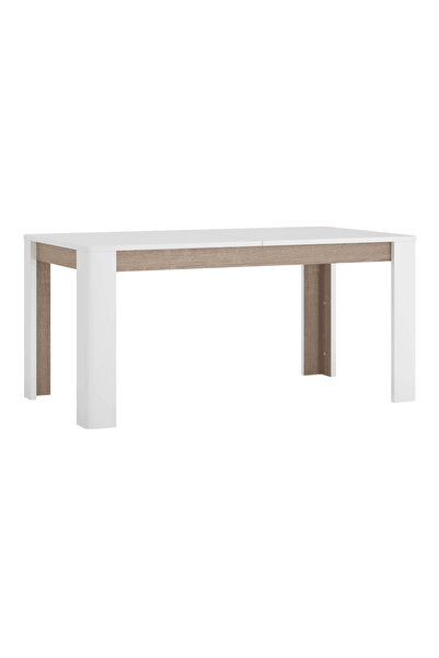 DacEnergy Extendable dining table, HG extra glossy white / dark Sonoma oak / truffle, 160-200x90 cm, LYNAT...
