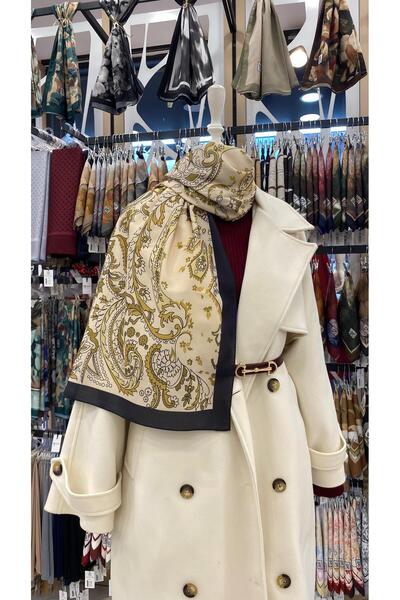 KUQOS Grand Style Desenli Şal Bej