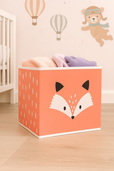 HomyJRs Fox Printed Tile Color Box Without Lid 30X30X30 cm
