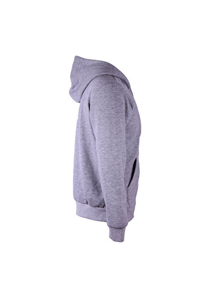 trender Hooded Full Zipper 3 Thread Gray Men's Sweatshirt 5466-1