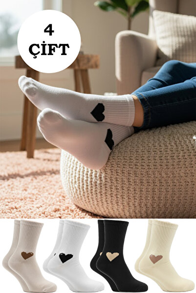 BENİSA ÇORAP Women's Towel Cotton Winter Socks Multi-Colored 4-Pack