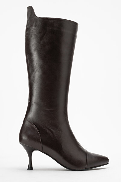 Ataköy Ayakkabı KADIN DERİ İNCE TOPUKLU ÇİZME KAHVE