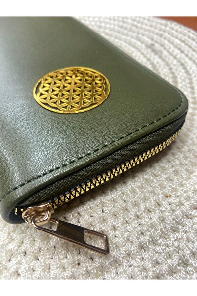 MENİSE Flower of Life Logo Green Abundance Wallet