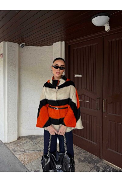 Cemre Life Νέο γυναικείο πανσό με υφή με ψάθινο ύφος και ψηλό γιακά