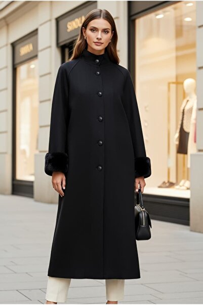 Nihle NİHLİ Kaşe Kumaş Astarlı KOLAR Kürklü KOLARDAKİ KÜRKÜ ÇİKMALİ