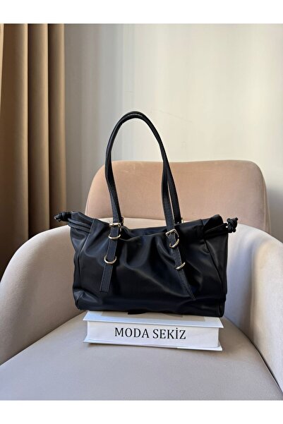 Moda Sekiz Women's Water Repellent Fabric Drawstring Gold Accessory Shoulder Bag