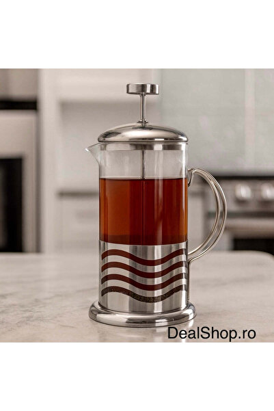 dealshopromania Cafetieră cu presă 350 ml din sticlă și oțel inoxidabil – Des...