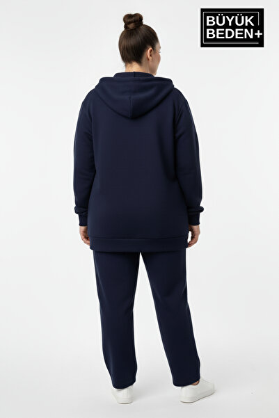 Superlife Women's Plus Size Zippered Hooded Unified Printed Sweatshirt Cardigan Spr26Bhrk924