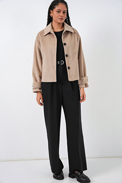 Bigdart Women's Short Cashmere Jacket 0724 - Biscuit